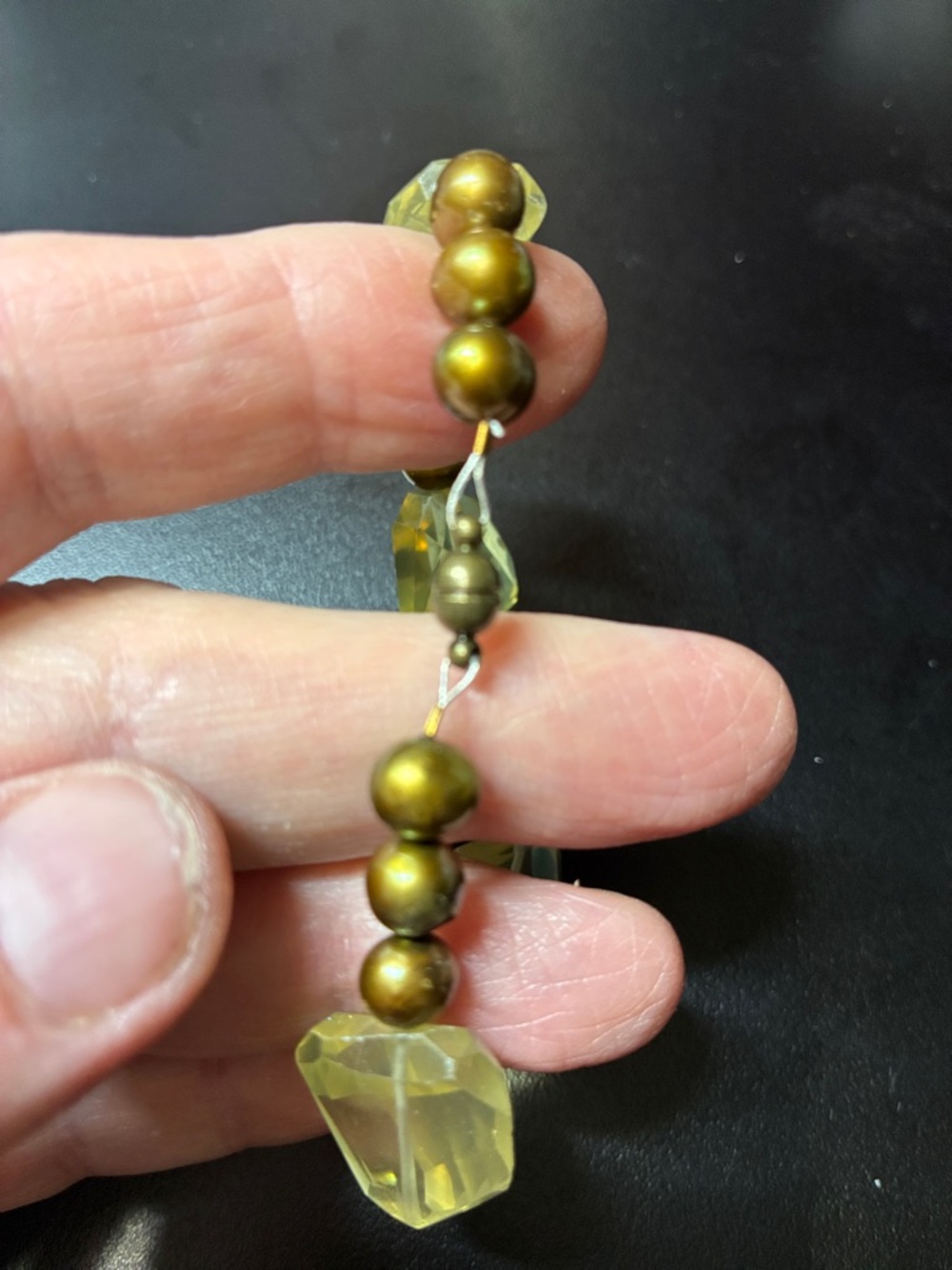 Israeli Cut natural lemon quartz gemstone and pearl magnetic clasp Bracelet - Picture 15 of 16